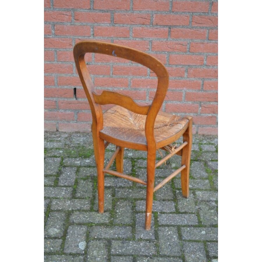 Antieke Louis Philippe stoel met biezen zitting-5