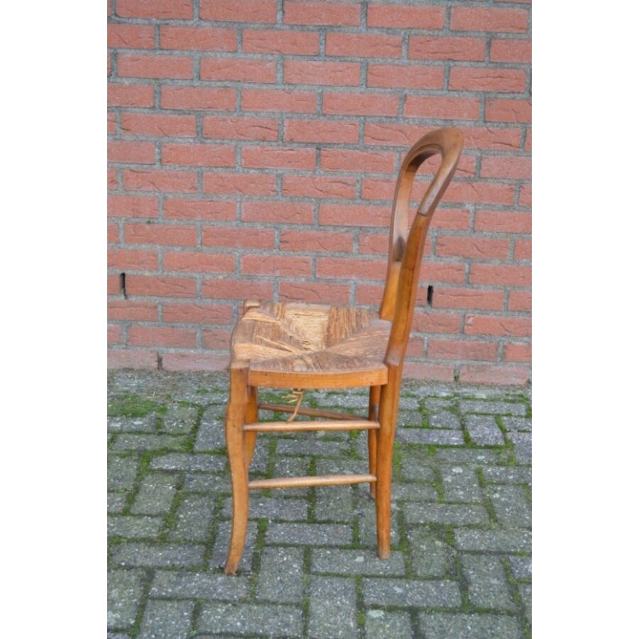 Antieke Louis Philippe stoel met biezen zitting-6