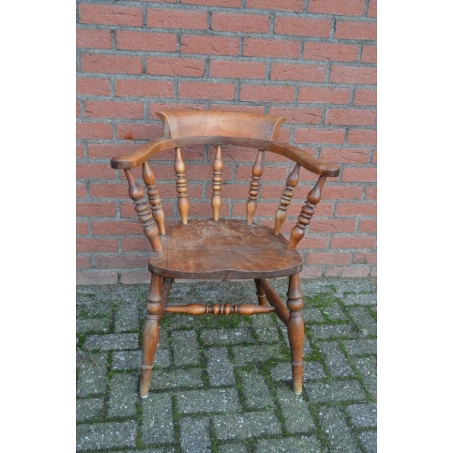 Antieke Engelse Captain Chair van mahoniehout circa 1880-2