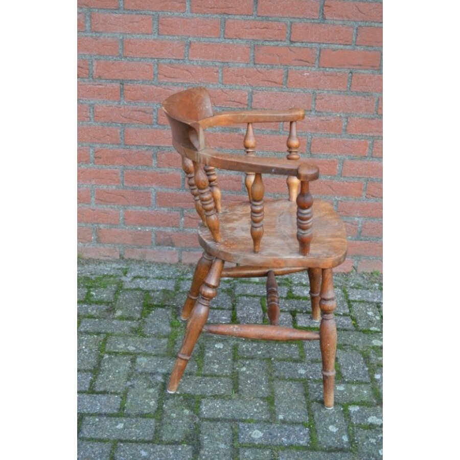 Antieke Engelse Captain Chair van mahoniehout circa 1880-8