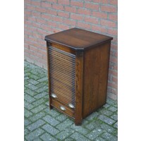 thumb-Vintage eiken rolluikkastje met lade in donkere patine kleur-1