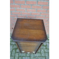 thumb-Vintage eiken rolluikkastje met lade in donkere patine kleur-5