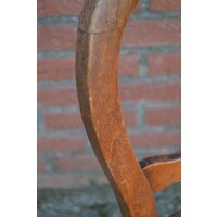 thumb-Antiek houten stoeltje met handgevlochten biezen zitting-5