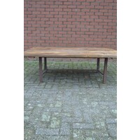 thumb-Industriële salontafel van gebruikt steigerhout met metalen frame-3