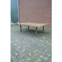 thumb-Industriële salontafel van gebruikt steigerhout met metalen frame-4