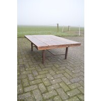 thumb-Industriële salontafel van gebruikt steigerhout met metalen frame-5