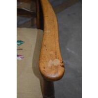 thumb-Klassieke houten armstoel jaren 50 met handgeborduurde bloemenzitting-6