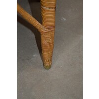 thumb-Vintage ronde rotan fauteuil met opengewerkt vlechtwerk en ruitpatroon-2