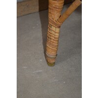 thumb-Vintage ronde rotan fauteuil met opengewerkt vlechtwerk en ruitpatroon-3
