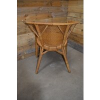 thumb-Vintage ronde rotan fauteuil met opengewerkt vlechtwerk en ruitpatroon-5