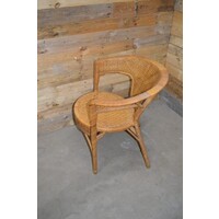 thumb-Vintage ronde rotan fauteuil met opengewerkt vlechtwerk en ruitpatroon-6