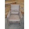 LoodsVol, Tweedehands Moderne design fauteuil in taupebruin PU-leer met hoge rugleuning