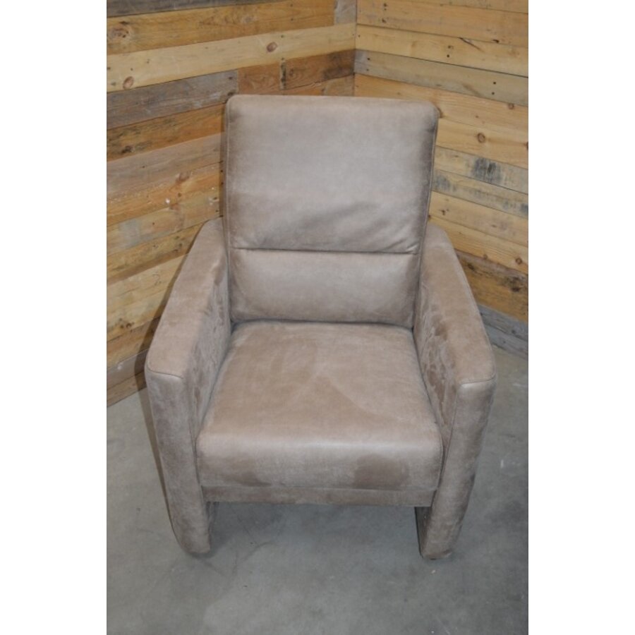 Moderne design fauteuil in taupebruin PU-leer met hoge rugleuning-1