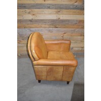 thumb-Klassieke Art Deco clubfauteuil van okergeel schapenleer jaren 70-8