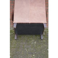 thumb-Klassieke donkerbruine leren oorfauteuil van zware kwaliteit-6