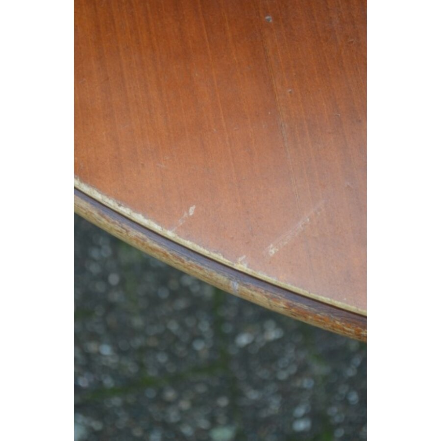 Uitschuifbare ronde kersenhouten eettafel op klassieke kolomvoet-4