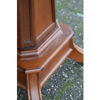 thumb-Uitschuifbare ronde kersenhouten eettafel op klassieke kolomvoet-7