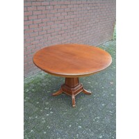 thumb-Uitschuifbare ronde kersenhouten eettafel op klassieke kolomvoet-1