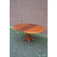 thumb-Uitschuifbare ronde kersenhouten eettafel op klassieke kolomvoet-9