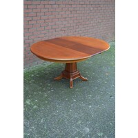 thumb-Uitschuifbare ronde kersenhouten eettafel op klassieke kolomvoet-10
