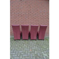 thumb-Bordeaux rode leren stoelen met houten poten set van 4-5
