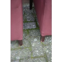 thumb-Bordeaux rode leren stoelen met houten poten set van 4-8
