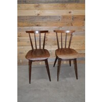 thumb-Set van 2 Wagner W-1960 houten bistro stoelen in walnootkleur-1