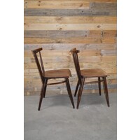 thumb-Retro houten stoelen met spijlen set van 2-4