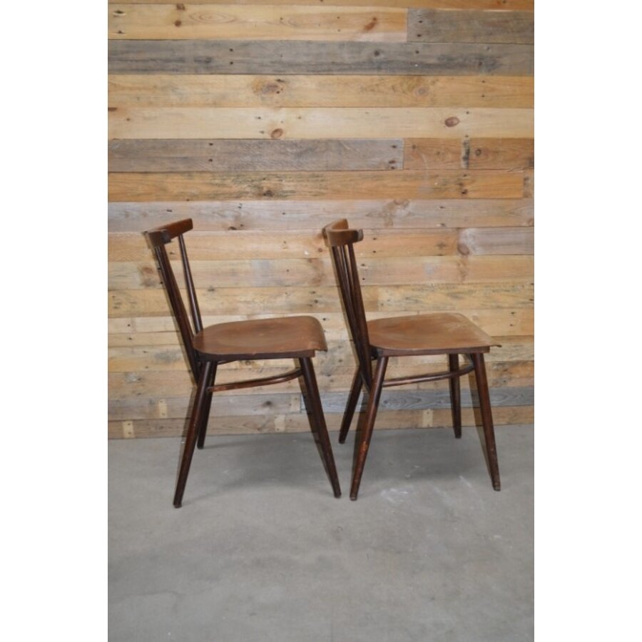 Set van 2 Wagner W-1960 houten bistro stoelen in walnootkleur-4