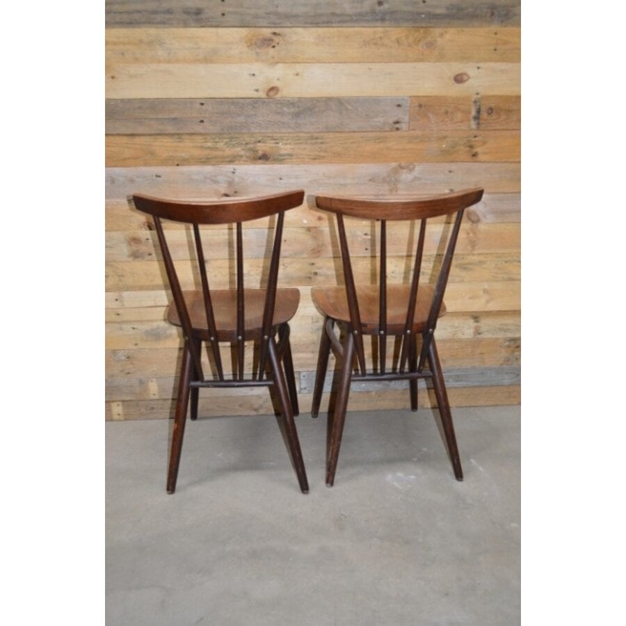 Set van 2 Wagner W-1960 houten bistro stoelen in walnootkleur-5