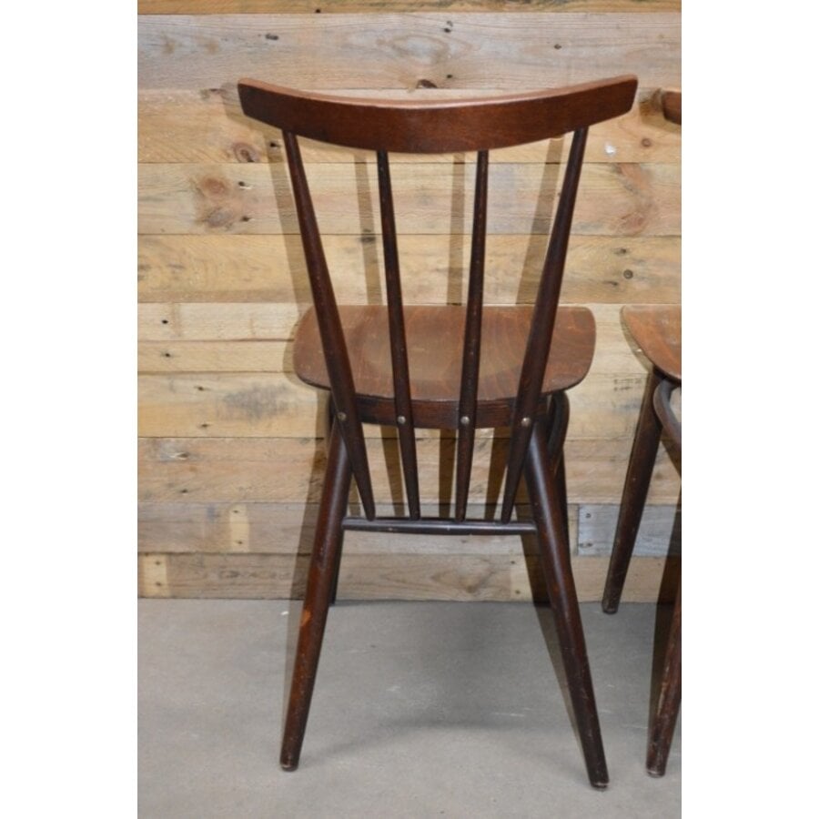 Set van 2 Wagner W-1960 houten bistro stoelen in walnootkleur-6