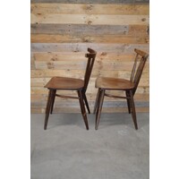 thumb-Retro houten stoelen met spijlen set van 2-7