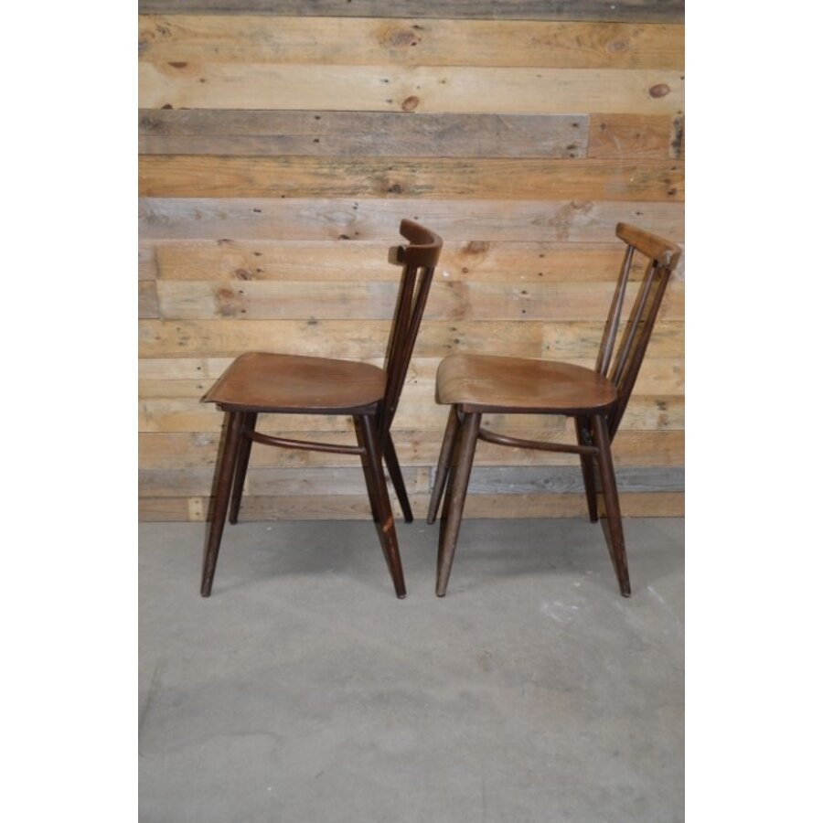 Retro houten stoelen met spijlen set van 2-7