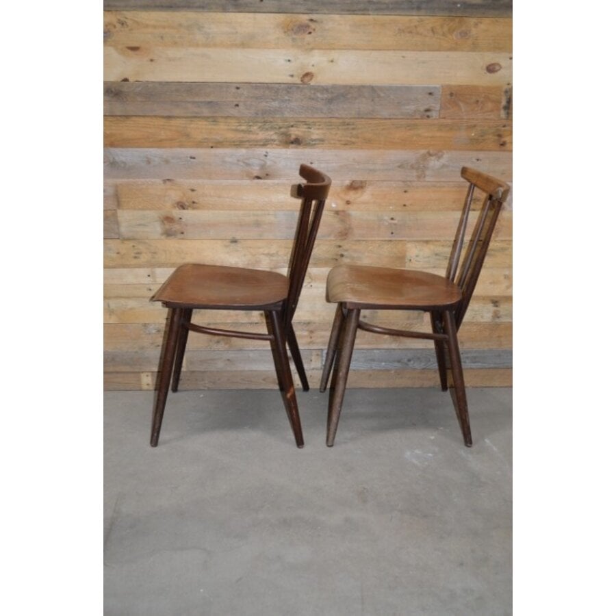 Set van 2 Wagner W-1960 houten bistro stoelen in walnootkleur-7