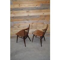thumb-Set van 2 Wagner W-1960 houten bistro stoelen in walnootkleur-8
