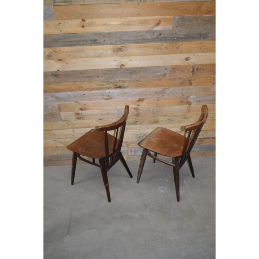 Retro houten stoelen met spijlen set van 2-8