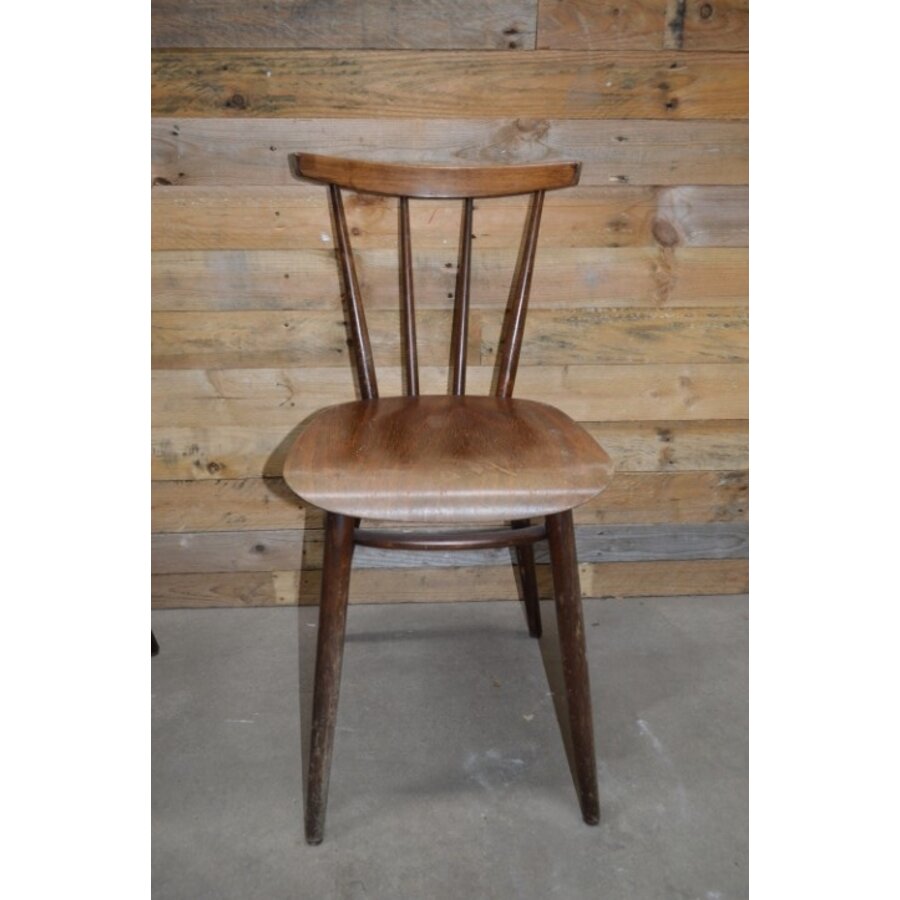 Retro houten stoelen met spijlen set van 2-9