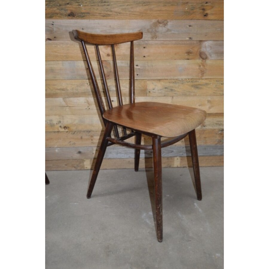 Retro houten stoelen met spijlen set van 2-10