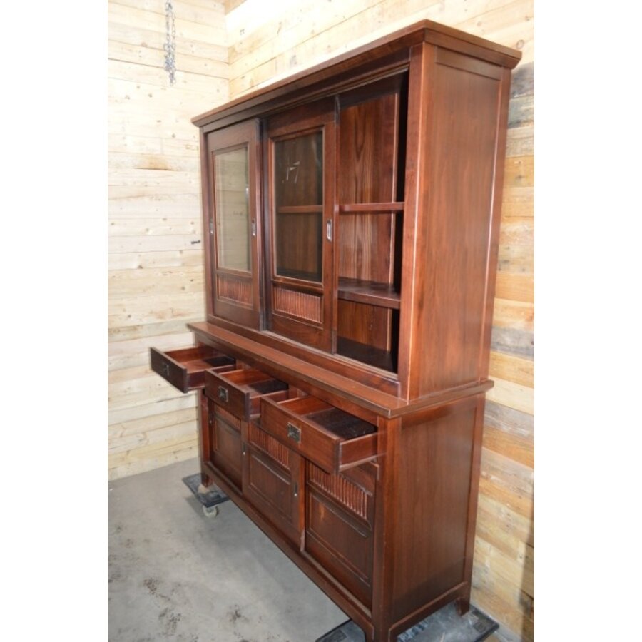 Buffetkast 2-delig met schuifdeuren kersen-4