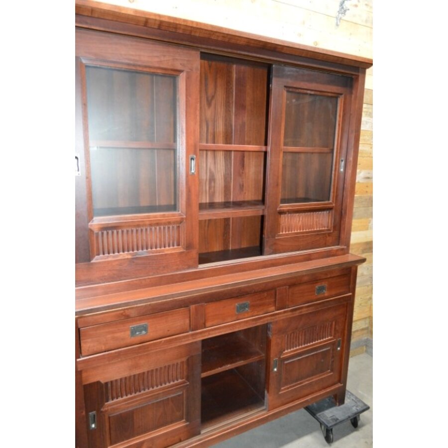 Buffetkast 2-delig met schuifdeuren kersen-5