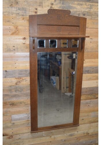 Lijst oud eiken met facet geslepen spiegel 