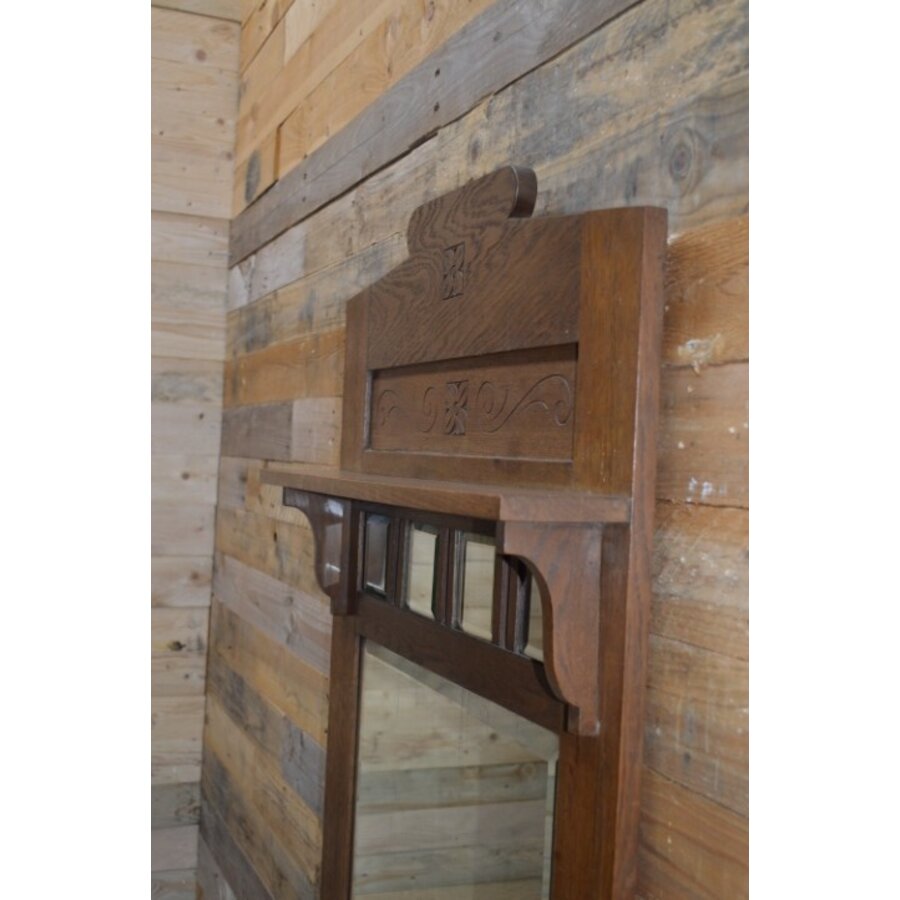 Lijst oud eiken met facet geslepen spiegel-6