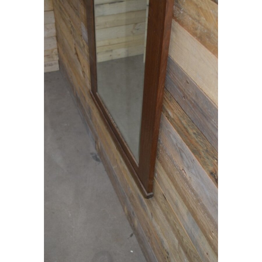 Lijst oud eiken met facet geslepen spiegel-7