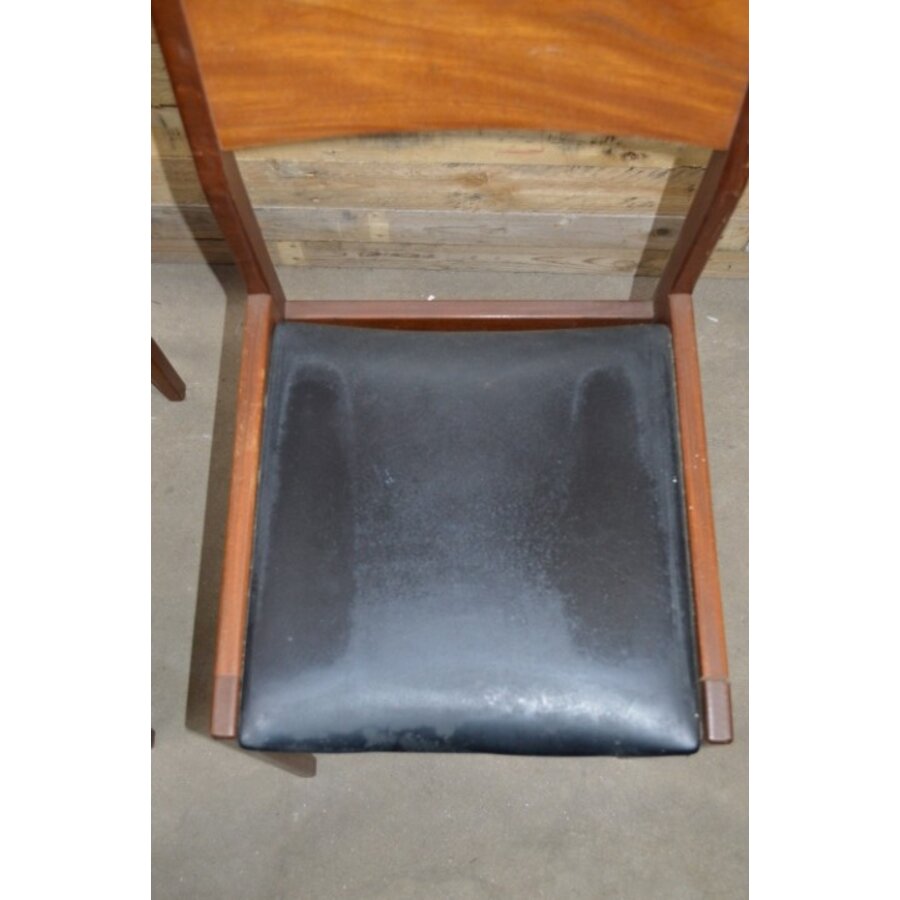 Set van 2 vintage Deens design teak eetkamerstoelen met zwart skai-6