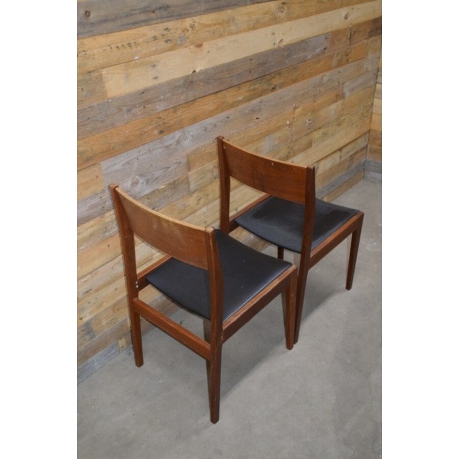Set van 2 vintage Deens design teak eetkamerstoelen met zwart skai-8
