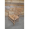 LoodsVol, Tweedehands Eiken armfauteuil met biezen zitting gezandstraald