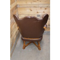 thumb-Eiken fauteuil met leer bekleed-5