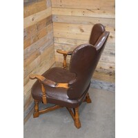 thumb-Eiken fauteuil met leer bekleed-6