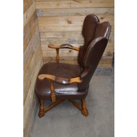 thumb-Eiken fauteuil met leer bekleed-7