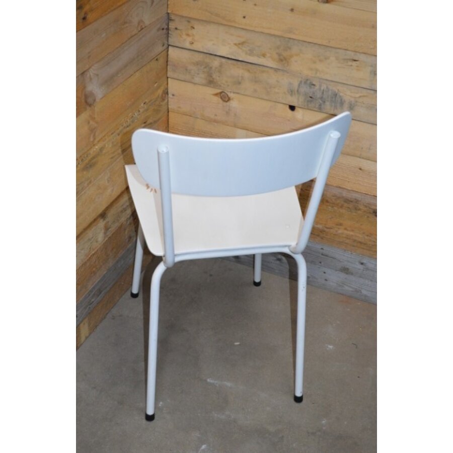 Retro design buizenframe slaapkamerstoeltje met pagwood zitting - wit geschilderd-5